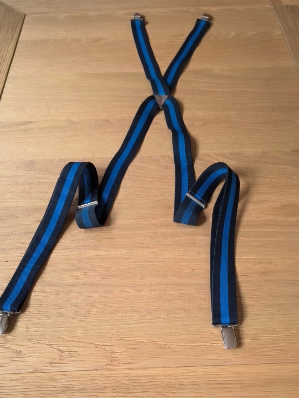 Vintage West German X-Back Striped Suspenders DBGM Clip Braces